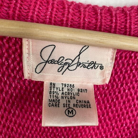 Jaclyn Smith Vintage Pink Floral Knit Cardigan Sweater Women's Size Medium M - Picture 7 of 8